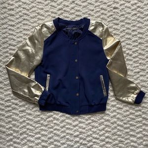 Navy Bomber with Gold Metallic Sleeves